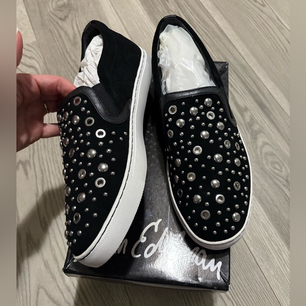 Sam Edelman Black and White Studded Sneakers - Picture 2 of 7